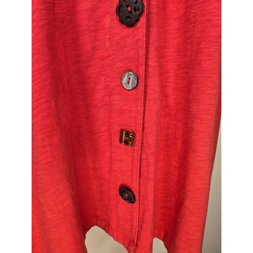 Soft Surroundings Danielle LG Terra Cotta Button Front Asymmetrical Cotton Tunic - Picture 8 of 13